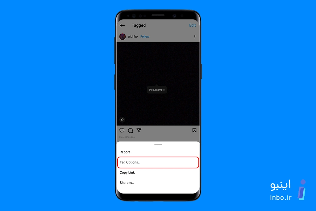 انتخاب گزینه tag options