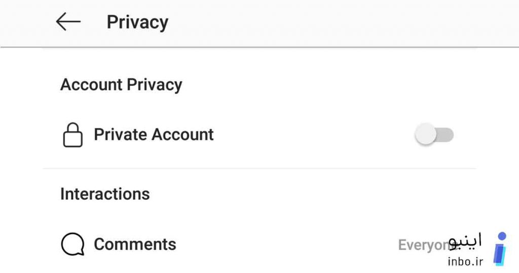 تنظیمات Privacy