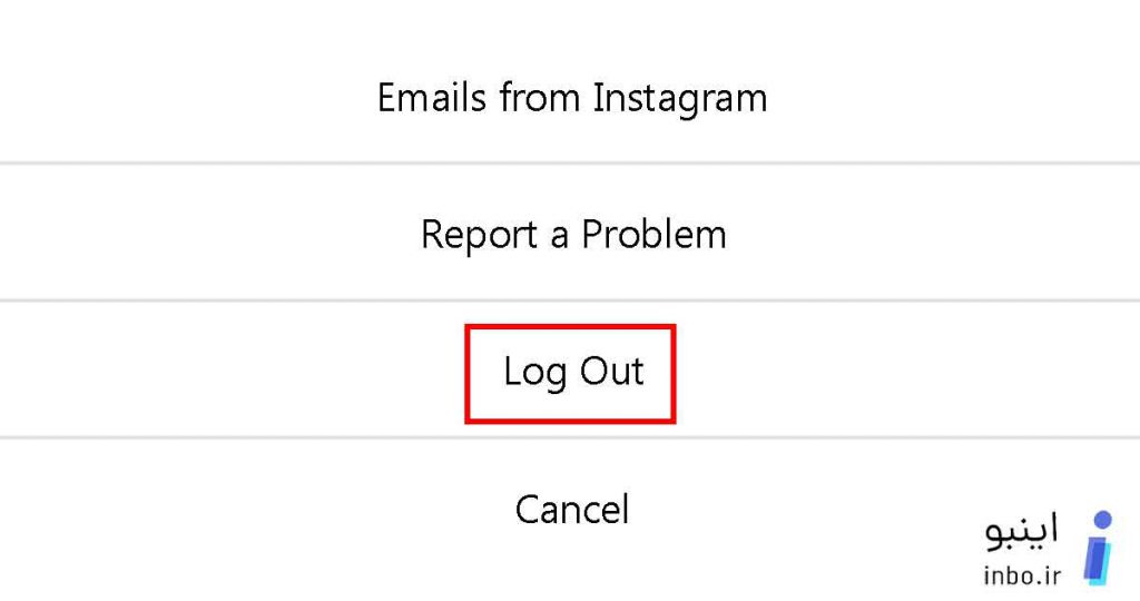 log out اکانت در سایت اینستا