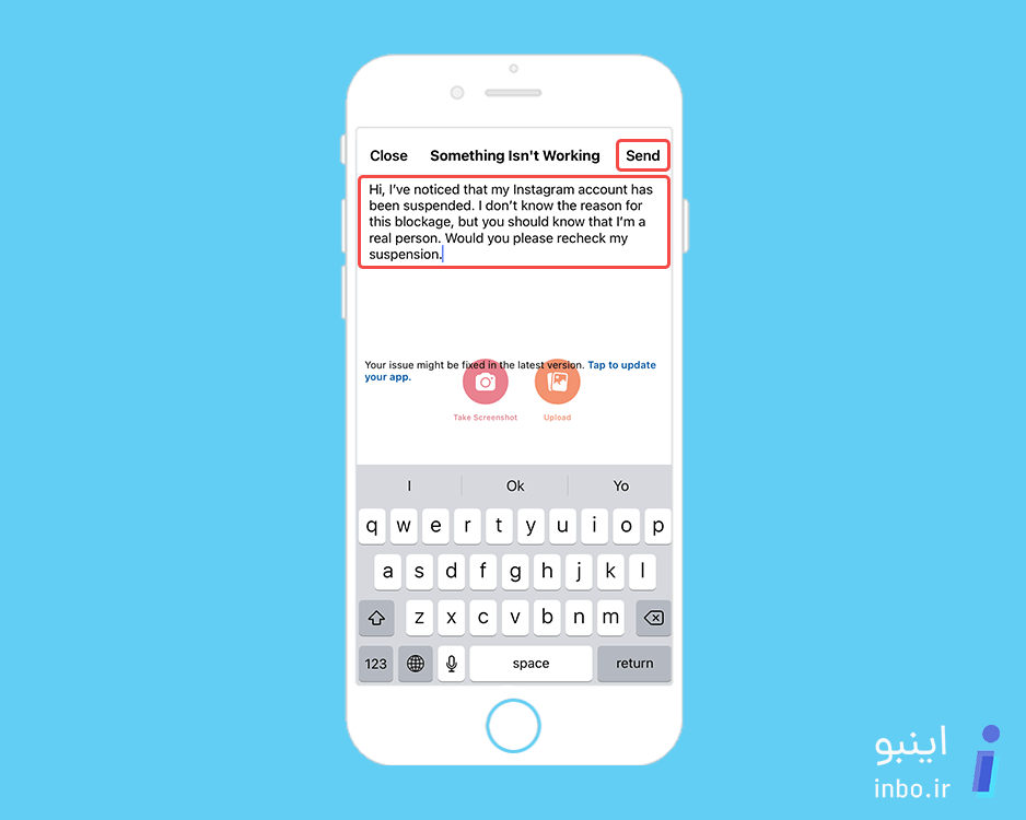 متن پیام درخواست رفع ریپورت اینستاگرام