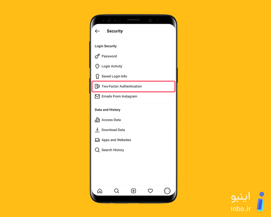انتخاب گزینه ی Two-Factor Authentication