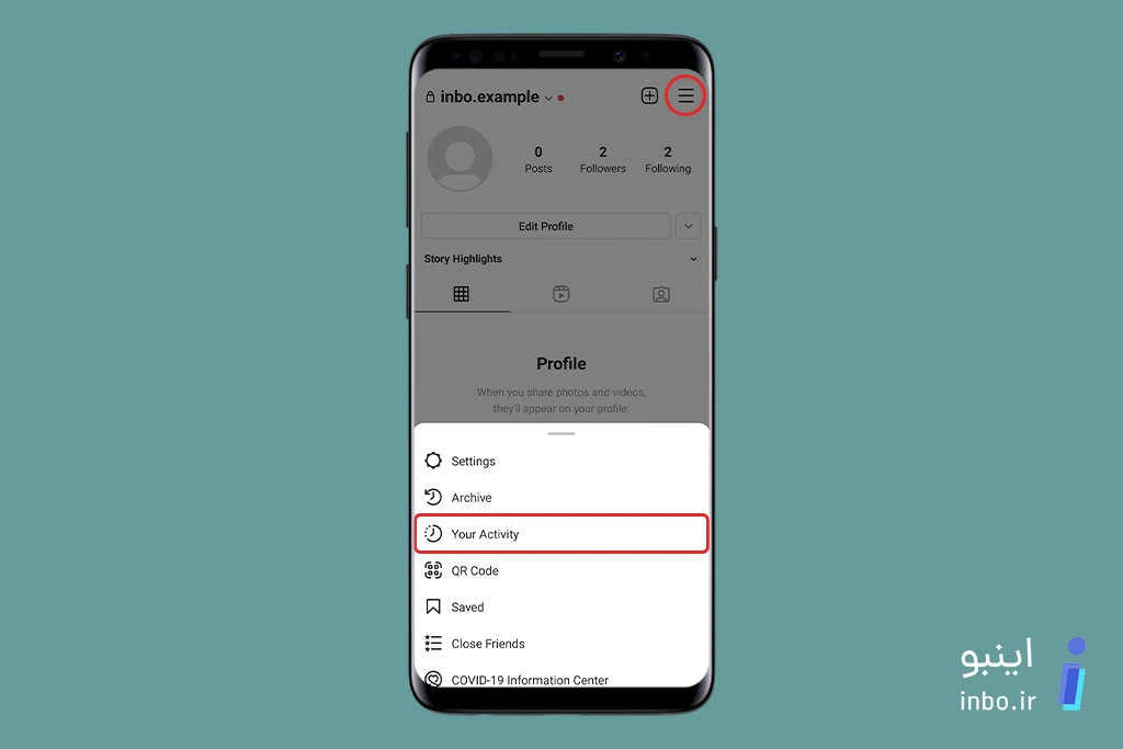 انتخاب گزینه Your Activity
