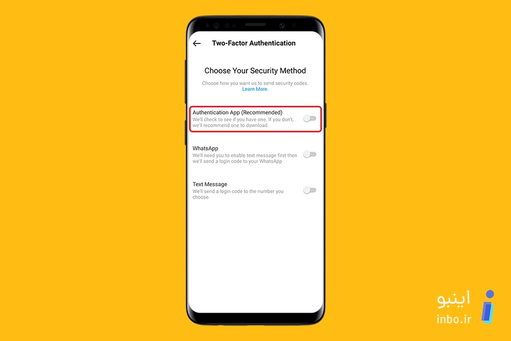 انتخاب گزینه Authentication-app