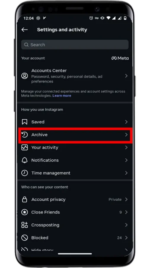 وارد بخش Archive شوید.