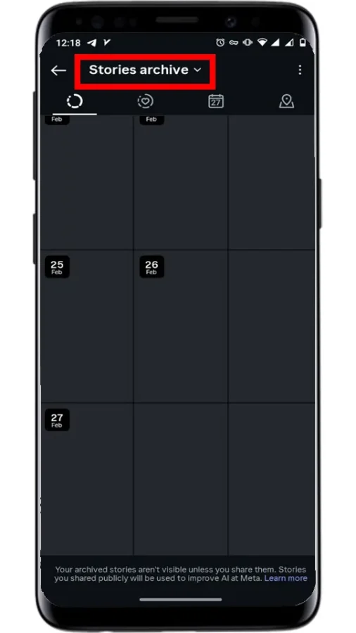 در بالای صفحه میتوانید بین Post Archive و Story Archive جابهجا شوید.
